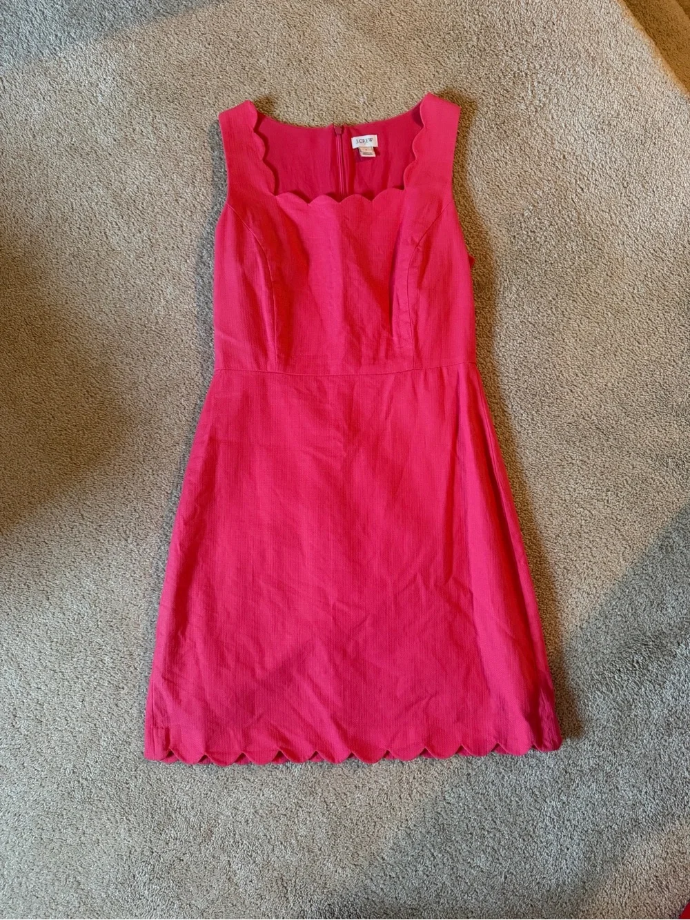 J Crew Women’s Scalloped Neckline Dress in Hot Pink